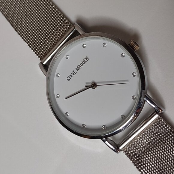 Silver Tone Steve Madden Watch With White Dial - Picture 2 of 14
